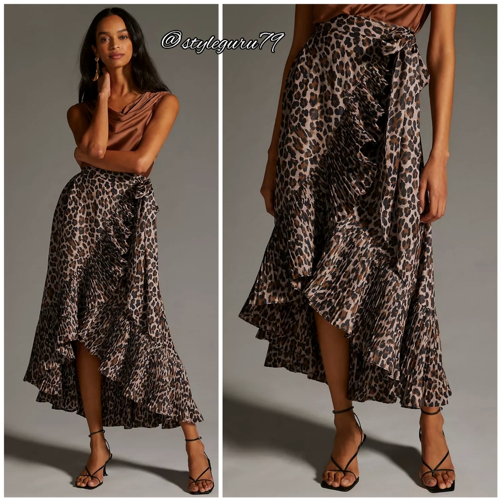NWT, Mare Mare x Anthropologie, Asymmetrical Animal Print Wrap Skirt